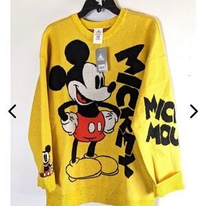 Disney Mickey Mouse Graphic Yellow Crewneck Sweater